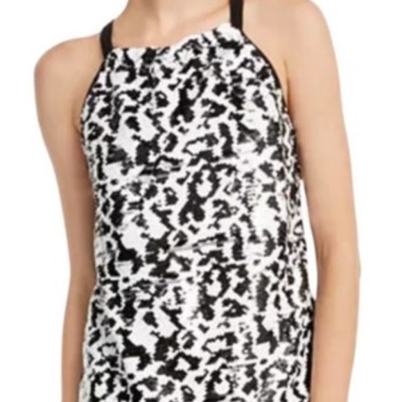 INC Black Animal Print Sequin Halter Top - Picture 9 of 11